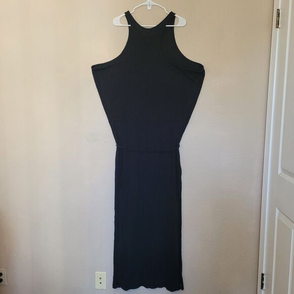 Vitamin A Cover Up Dress Size Large Black Cotton Tencel Side Slit Tie Beach Nwt - Picture 7 of 7